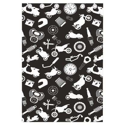 Motorcycle Equipment Pattern Print Curtain