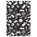 Motorcycle Equipment Pattern Print Curtain