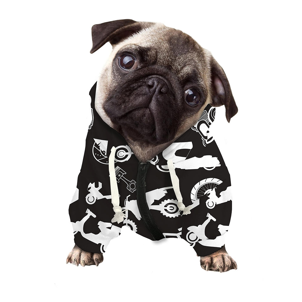 Motorcycle Equipment Pattern Print Dog Zip Up Hoodie