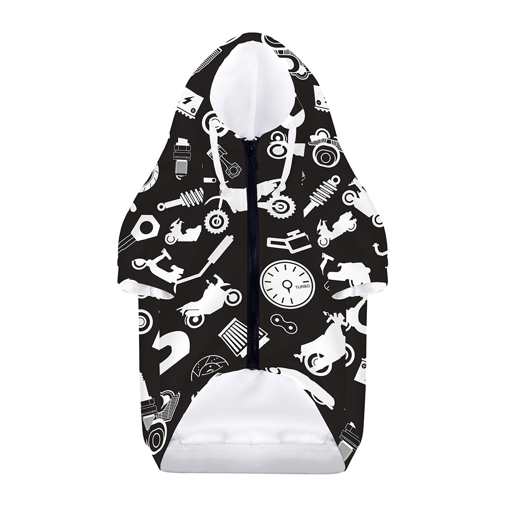Motorcycle Equipment Pattern Print Dog Zip Up Hoodie