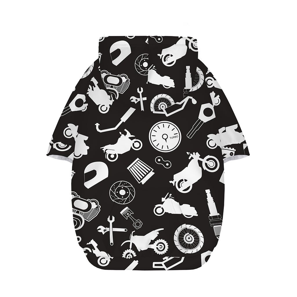 Motorcycle Equipment Pattern Print Dog Zip Up Hoodie