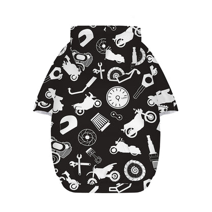Motorcycle Equipment Pattern Print Dog Zip Up Hoodie