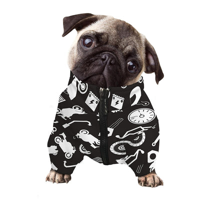 Motorcycle Equipment Pattern Print Dog Zip Up Jacket
