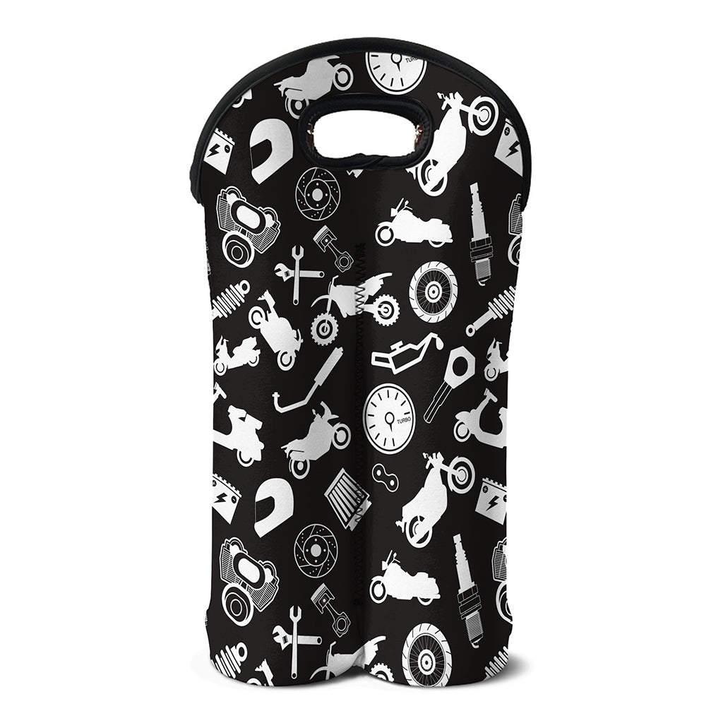 Motorcycle Equipment Pattern Print Double Neoprene Wine Tote