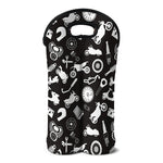 Motorcycle Equipment Pattern Print Double Neoprene Wine Tote
