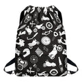 Motorcycle Equipment Pattern Print Drawstring Backpack
