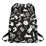 Motorcycle Equipment Pattern Print Drawstring Backpack
