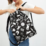 Motorcycle Equipment Pattern Print Drawstring Backpack