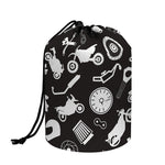 Motorcycle Equipment Pattern Print Drawstring Makeup Bag