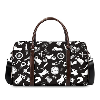 Motorcycle Equipment Pattern Print Duffle Bag