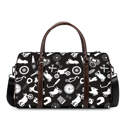 Motorcycle Equipment Pattern Print Duffle Bag