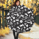 Motorcycle Equipment Pattern Print Foldable Umbrella
