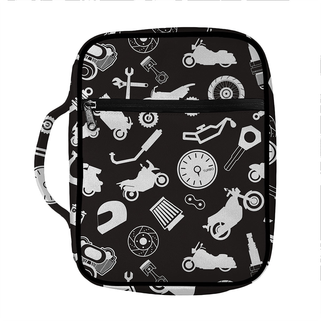 Motorcycle Equipment Pattern Print Front Pocket Bible Bag
