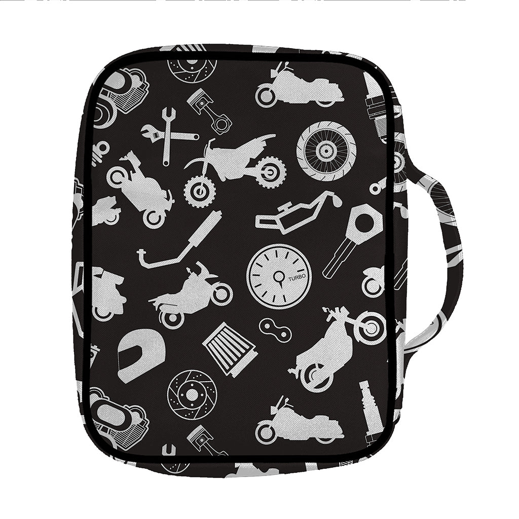 Motorcycle Equipment Pattern Print Front Pocket Bible Bag