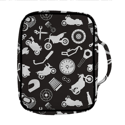 Motorcycle Equipment Pattern Print Front Pocket Bible Bag