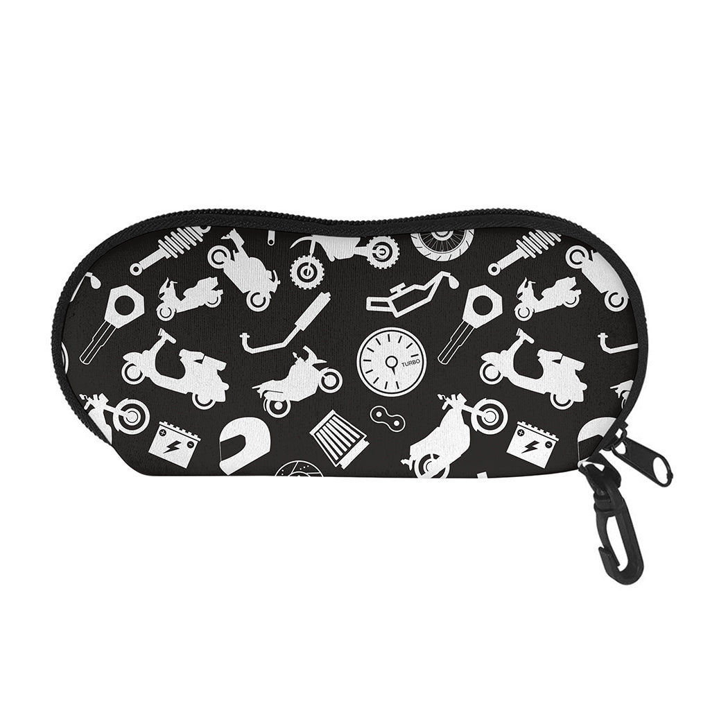 Motorcycle Equipment Pattern Print Glasses Case