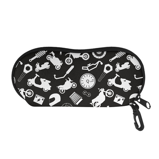 Motorcycle Equipment Pattern Print Glasses Case