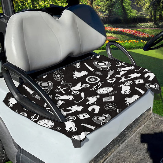 Motorcycle Equipment Pattern Print Golf Cart Seat Cover