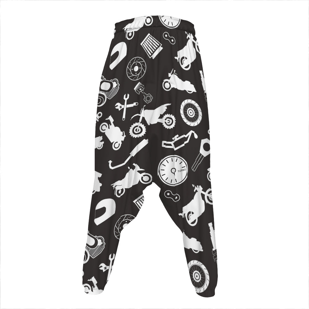 Motorcycle Equipment Pattern Print Hammer Pants