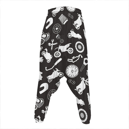 Motorcycle Equipment Pattern Print Hammer Pants