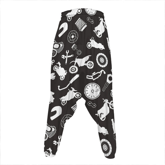 Motorcycle Equipment Pattern Print Hammer Pants