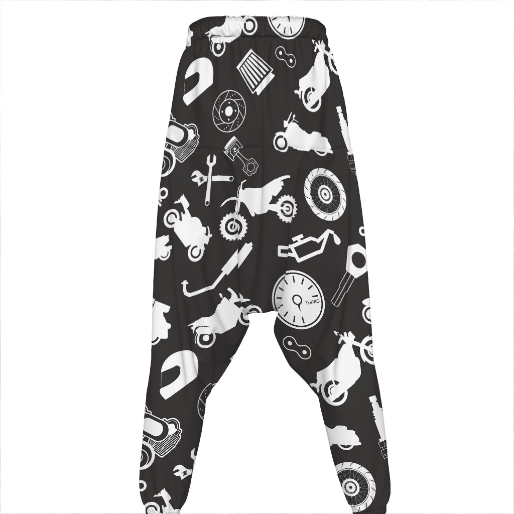 Motorcycle Equipment Pattern Print Hammer Pants