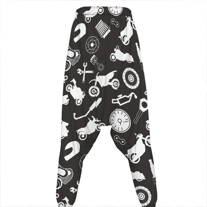 Motorcycle Equipment Pattern Print Hammer Pants