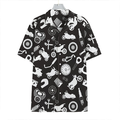 Motorcycle Equipment Pattern Print Hawaiian Shirt