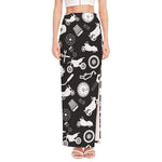 Motorcycle Equipment Pattern Print High Slit Maxi Skirt