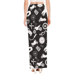 Motorcycle Equipment Pattern Print High Slit Maxi Skirt