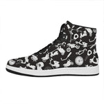 Motorcycle Equipment Pattern Print High Top Leather Sneakers