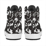 Motorcycle Equipment Pattern Print High Top Leather Sneakers