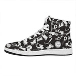 Motorcycle Equipment Pattern Print High Top Leather Sneakers