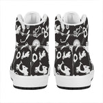 Motorcycle Equipment Pattern Print High Top Leather Sneakers