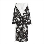 Motorcycle Equipment Pattern Print Hooded Bathrobe