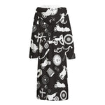 Motorcycle Equipment Pattern Print Hooded Bathrobe