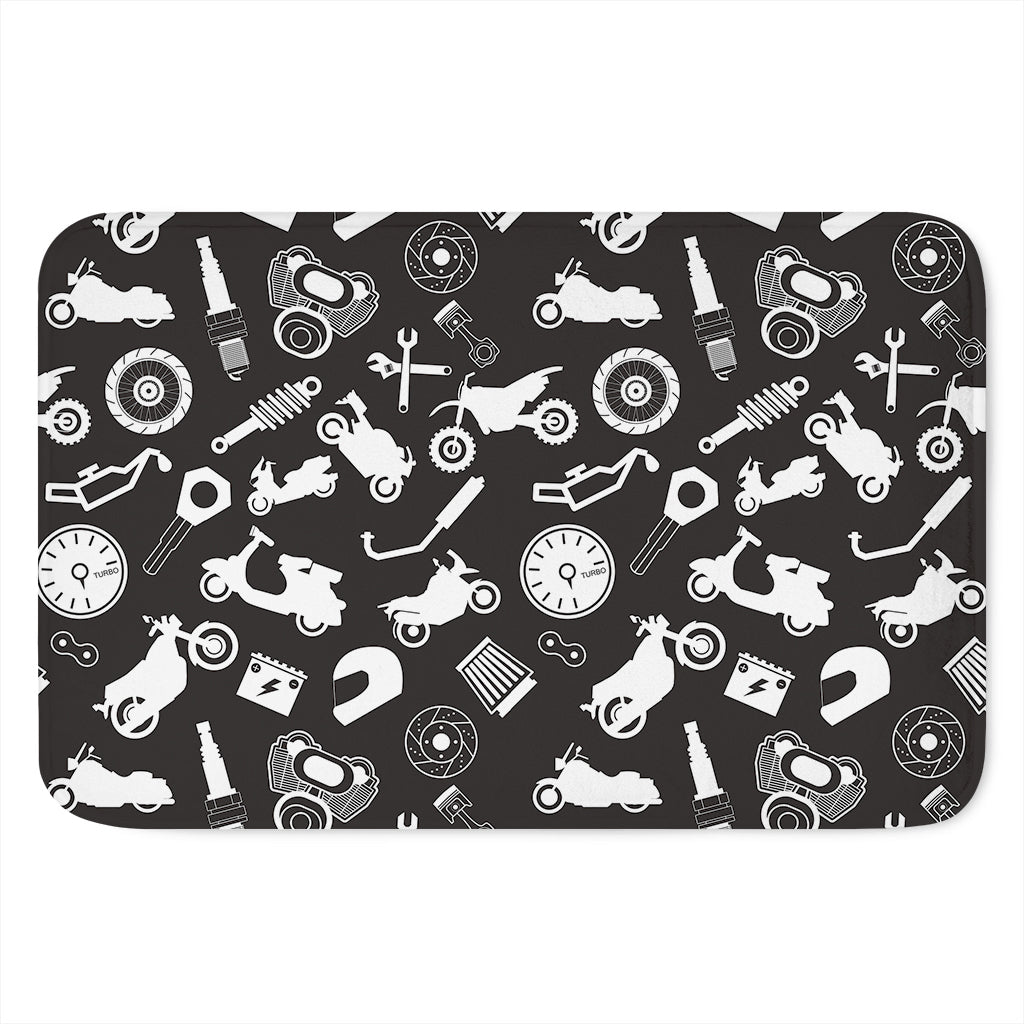Motorcycle Equipment Pattern Print Indoor Door Mat