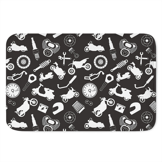 Motorcycle Equipment Pattern Print Indoor Door Mat