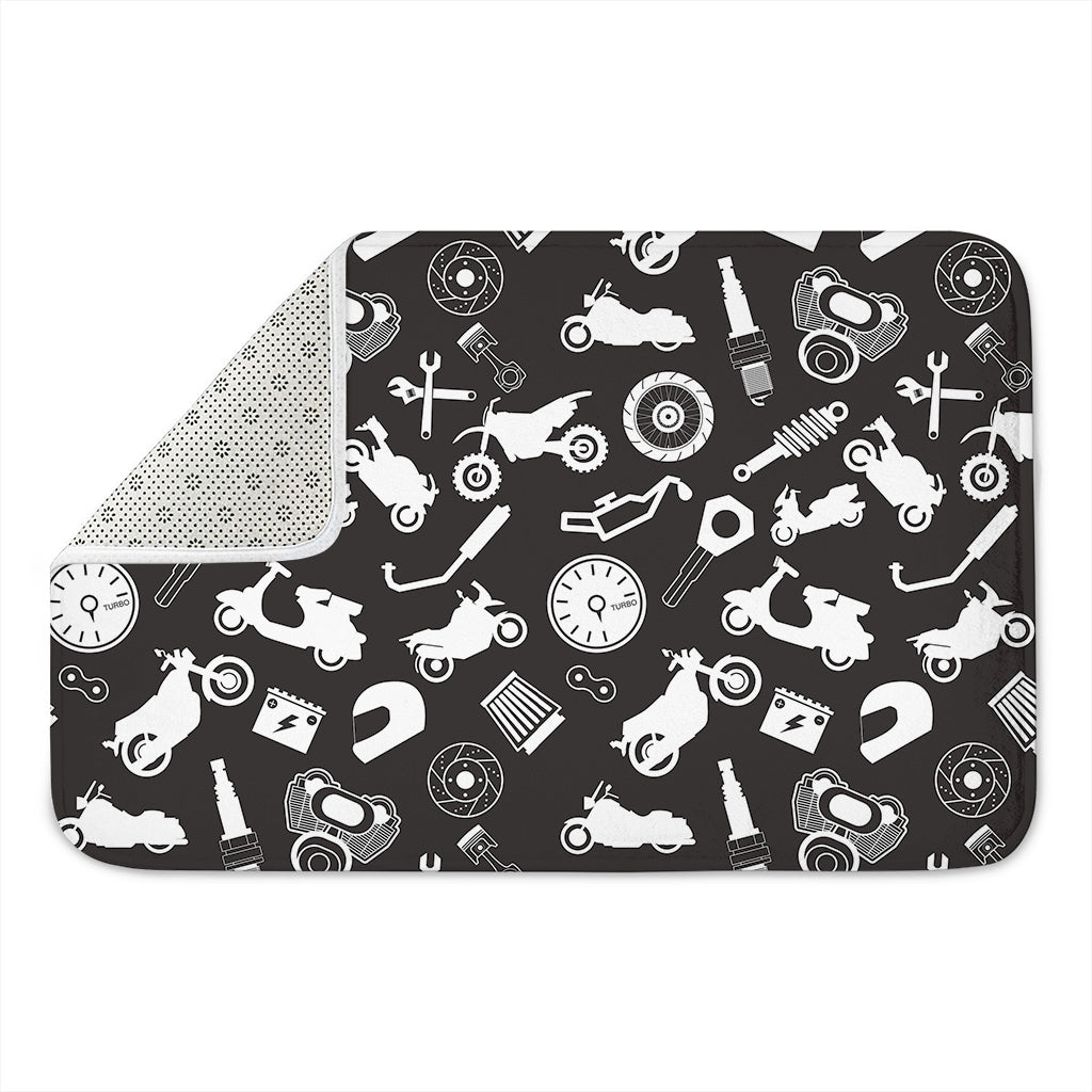 Motorcycle Equipment Pattern Print Indoor Door Mat