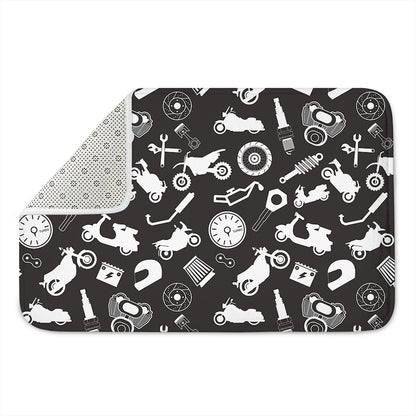 Motorcycle Equipment Pattern Print Indoor Door Mat