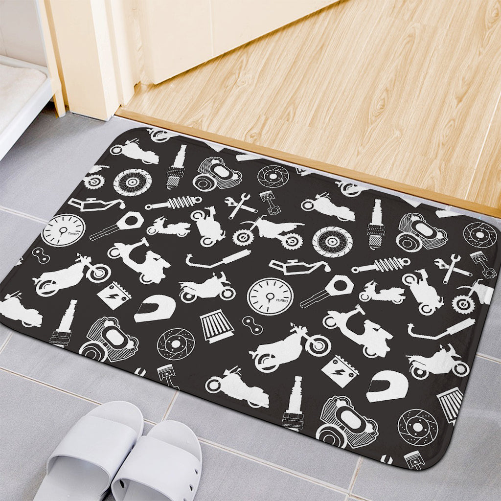 Motorcycle Equipment Pattern Print Indoor Door Mat