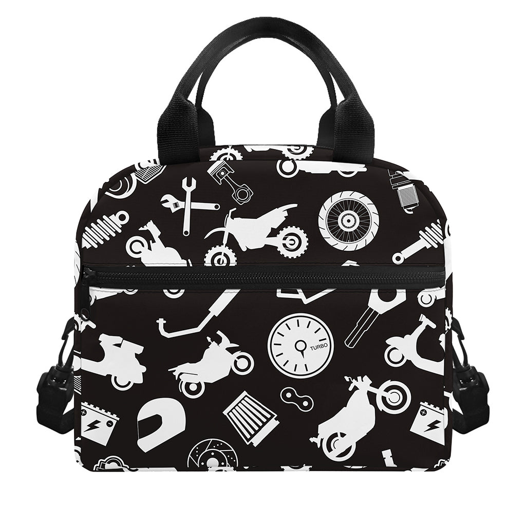 Motorcycle Equipment Pattern Print Insulated Lunch Bag