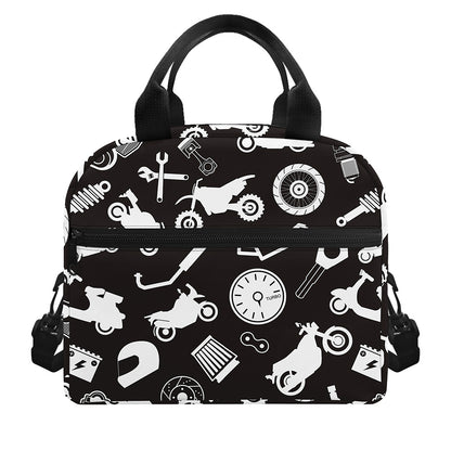 Motorcycle Equipment Pattern Print Insulated Lunch Bag