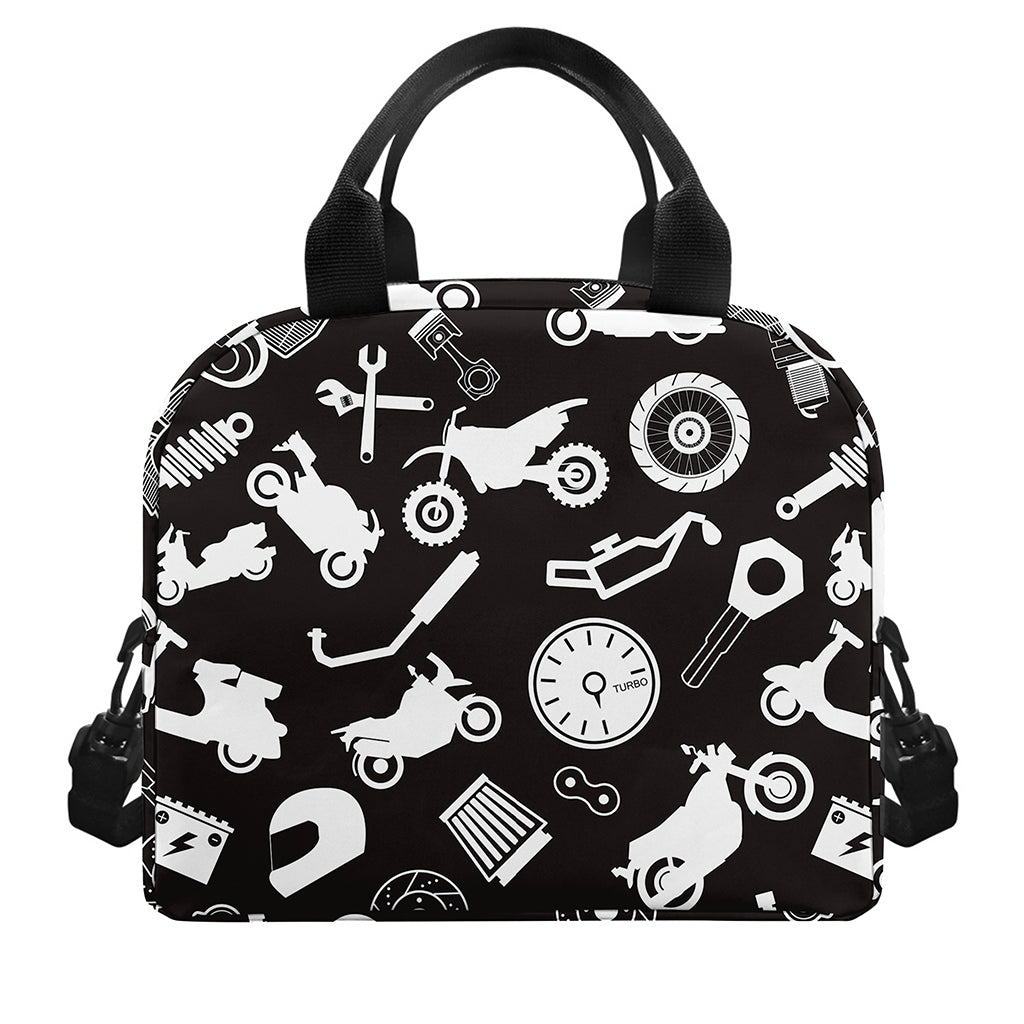 Motorcycle Equipment Pattern Print Insulated Lunch Bag