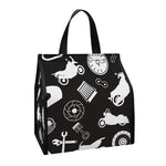Motorcycle Equipment Pattern Print Insulated Lunch Tote