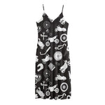 Motorcycle Equipment Pattern Print Jersey Midi Cami Dress
