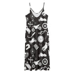 Motorcycle Equipment Pattern Print Jersey Midi Cami Dress