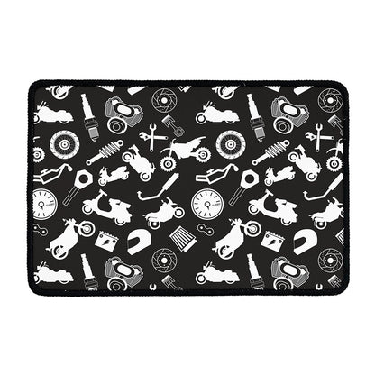 Motorcycle Equipment Pattern Print Kitchen Mat