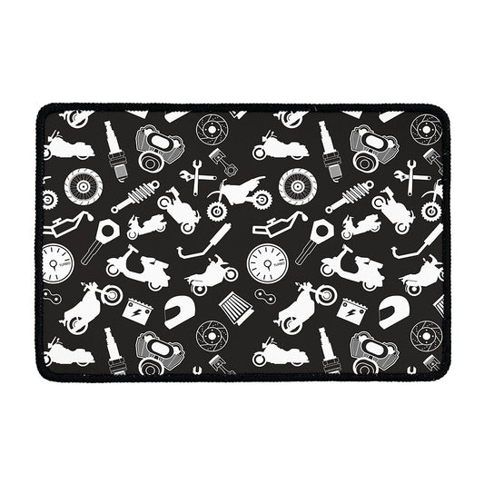 Motorcycle Equipment Pattern Print Kitchen Mat