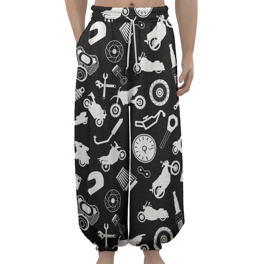 Motorcycle Equipment Pattern Print Lantern Pants